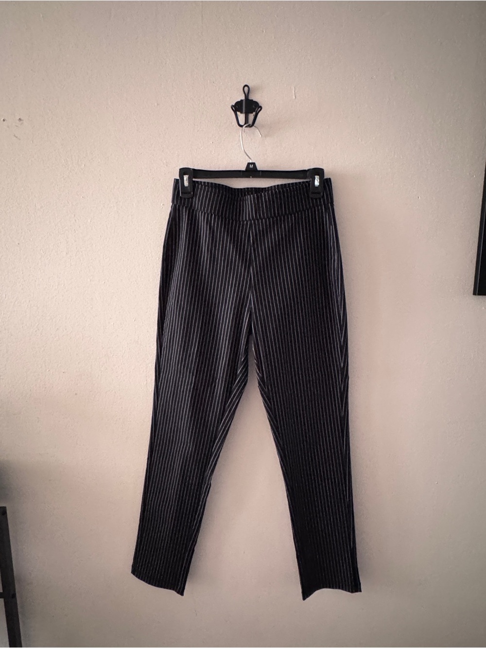Pinstripe Stretch Trousers - Black